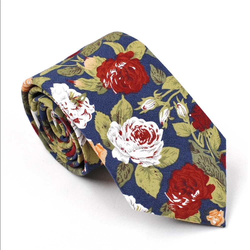 Floral Necktie for Men,Handmade Flower Cotton Pri